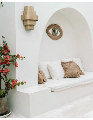 Miroir mural en raphia - Naturel - M