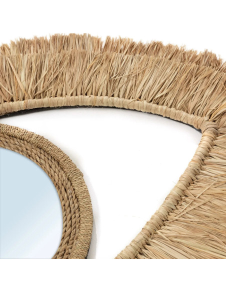 Miroir mural en raphia - Naturel - M