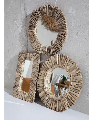 Miroir bois flotté - Naturel - M