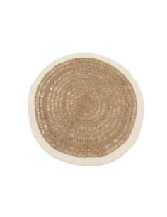 Le tapis rond en seagrass et coton - blanc naturel - 100