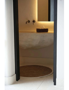 Le tapis rond en seagrass et coton - blanc naturel - 100 2