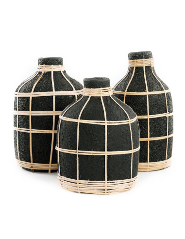 De Whoopy Vaas - Zwart Naturel - S se traduit en français par "Le vase Whoopy - Noir Naturel - S".