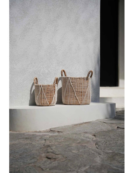 Panier macramé droit - Naturel Blanc - S Panier macramé droit - Naturel Blanc - S