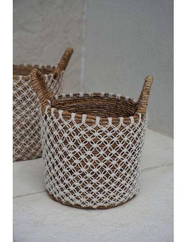 Panier Macramé Mand - Naturel Blanc - S