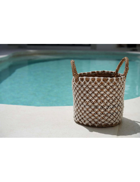 Panier Macramé Mand - Naturel Blanc - S
