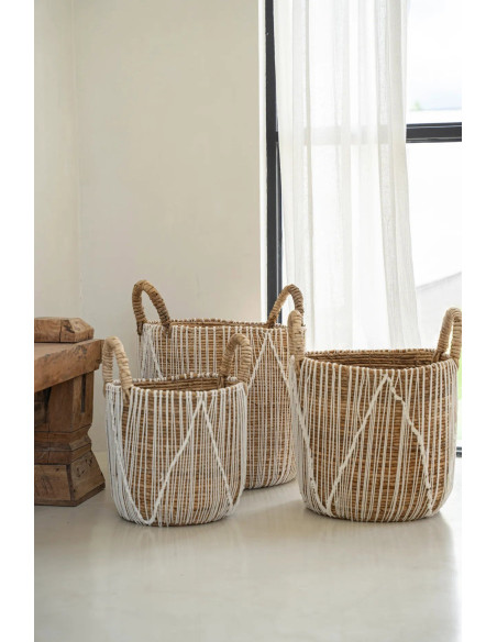 Panier macramé droit - Naturel Blanc - S Panier macramé droit - Naturel Blanc - S