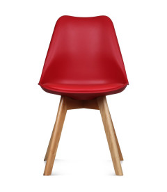 Chaise Copenhague Rouge Pp + Coussin Pu + Pietement Bois (Hetre) Assise 46cm