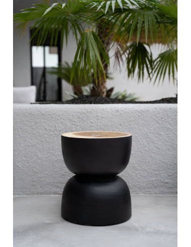 Tabouret/Table d'appoint De Karbun Kruk - Noir Naturel