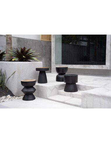 Tabouret/Table d'appoint De Karbun Kruk - Noir Naturel