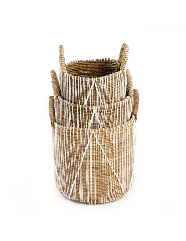 Panier macramé droit - Naturel Blanc - S