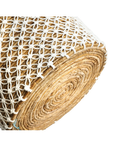 panier macramé brodé - Naturel Blanc - M