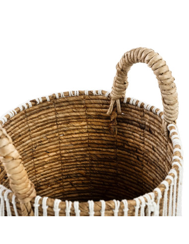 Panier macramé droit - Naturel Blanc - S