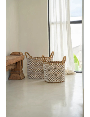 Panier Macramé Mand - Naturel Blanc - S