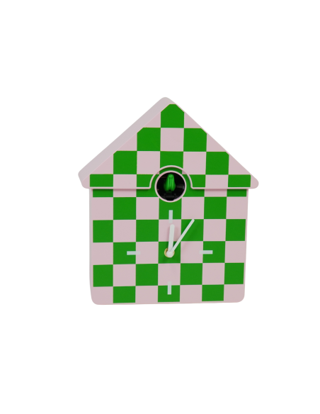 Horloge murale coucou - Motif - Vert/Rose - 24 x 27 x 9 cmHousevitamin 