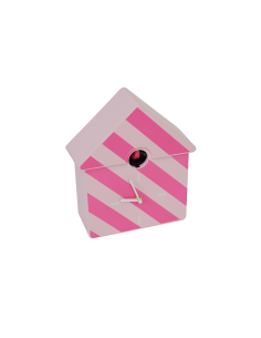 Horloge murale coucou rayures rose 24 x 27 x 9 cm 2
