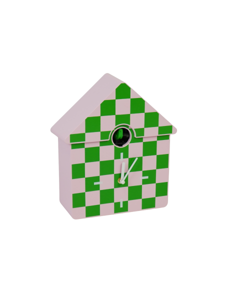 Horloge murale coucou - Motif - Vert/Rose - 24 x 27 x 9 cmHousevitamin 
