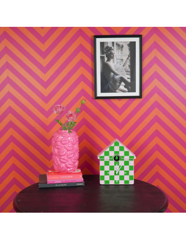 Horloge murale coucou - Motif - Vert/Rose - 24 x 27 x 9 cmHousevitamin 