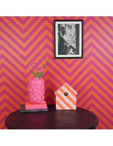 Horloge murale coucou - Motif - Orange/Rose - 24 x 27 x 9 cmHousevitamin 