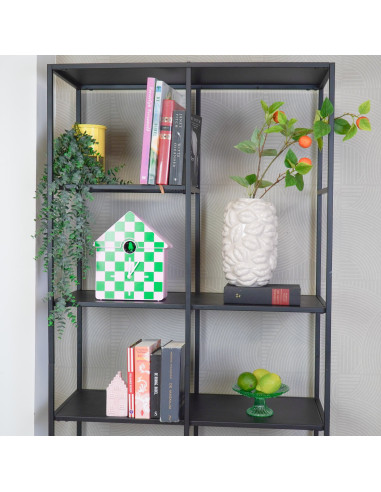 Horloge murale coucou - Motif - Vert/Rose - 24 x 27 x 9 cmHousevitamin 