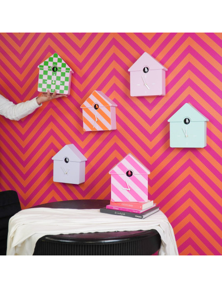 Horloge murale coucou - Motif - Orange/Rose - 24 x 27 x 9 cmHousevitamin 