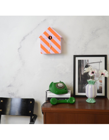 Horloge murale coucou - Motif - Orange/Rose - 24 x 27 x 9 cmHousevitamin 