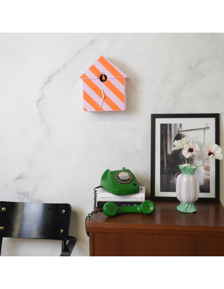 Horloge murale coucou - Motif - Orange/Rose - 24 x 27 x 9 cmHousevitamin 