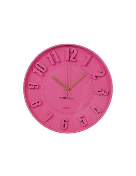Horloge murale chiffres - Rose fluo - 30 x 30 x 4 cmHousevitamin 
