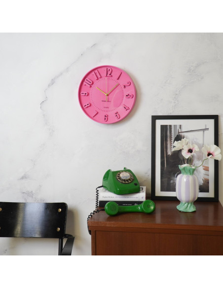 Horloge murale chiffres - Rose fluo - 30 x 30 x 4 cmHousevitamin 