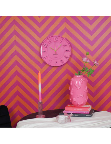 Horloge murale chiffres - Rose fluo - 30 x 30 x 4 cmHousevitamin 