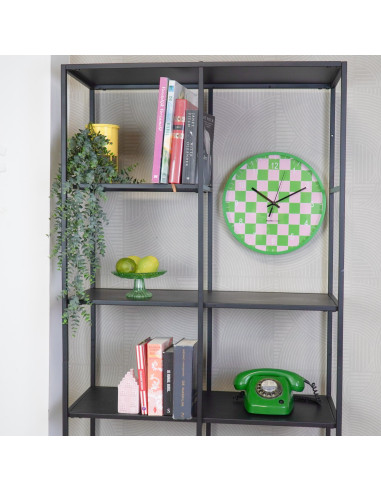 Horloge murale - Motif blocs - Vert/Rose - 34 x 4 x 34 cmHousevitamin 