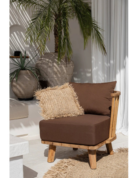 Housse de coussin en raphia - Carré - Naturel - 40x40