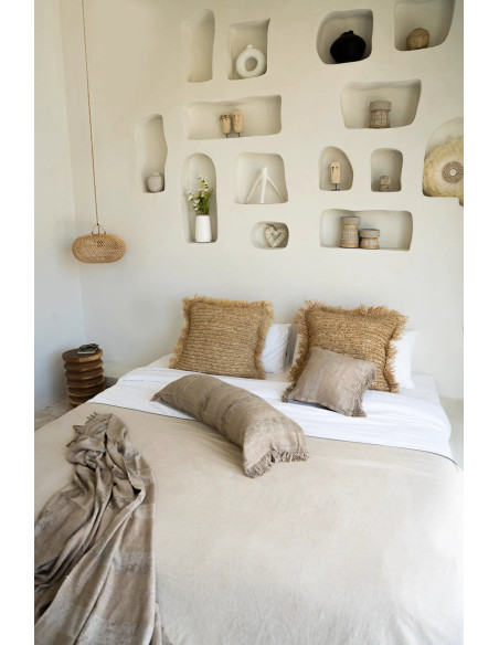 Housse de coussin en raphia - Carré - Naturel - 60x60