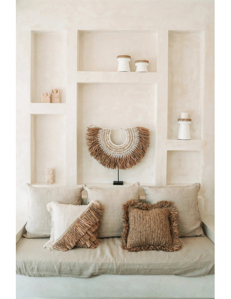 Housse de coussin en raphia - Carré - Naturel - 40x40