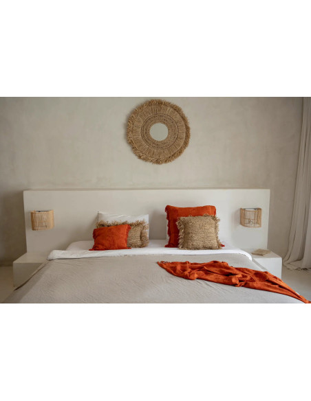 Housse de coussin en raphia - Carré - Naturel - 40x40