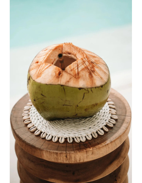 Dessous de plat Jonc de mer et coquillage  - Blanc