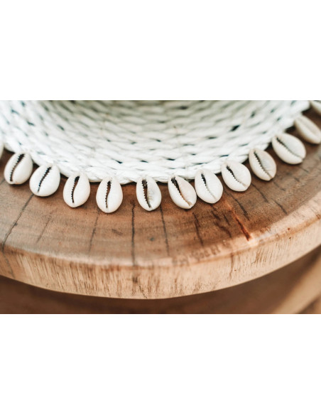 Dessous de plat Jonc de mer et coquillage  - Blanc