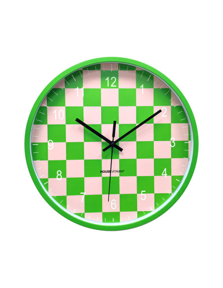 Horloge murale - Motif blocs - Vert/Rose - 34 x 4 x 34 cmHousevitamin