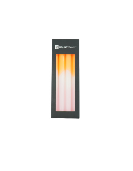 Bougies - Bougies coniques Dip Dye - Orange fluo/Blanc/Rose clair - S4 - 2,1 x 25 cmHousevitamin 