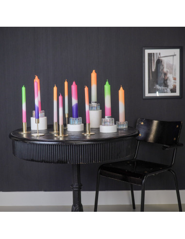 Bougies - Bougies coniques Dip Dye - Orange fluo/Blanc/Rose clair - S4 - 2,1 x 25 cmHousevitamin 