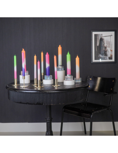 Bougies - Bougies coniques Dip Dye - Orange fluo/Blanc/Rose clair - S4 - 2,1 x 25 cmHousevitamin 