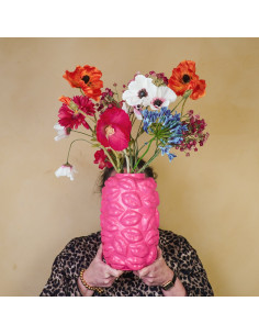 Vase - Bisous - C?ramique - Rose Fluo - 17x17x27cmHousevitamin  2
