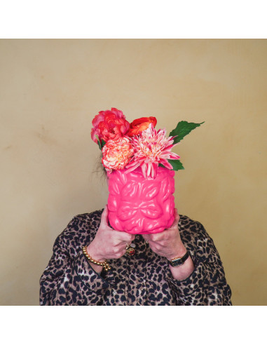 Pot - Bisous - C?ramique - Rose Fluo - 17,5x17,5x17,5cmHousevitamin 