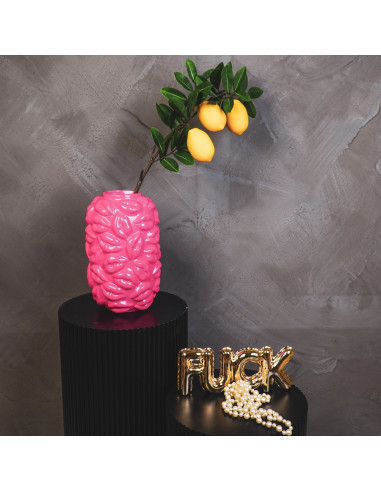 Vase - Bisous - C?ramique - Rose Fluo - 17x17x27cmHousevitamin 