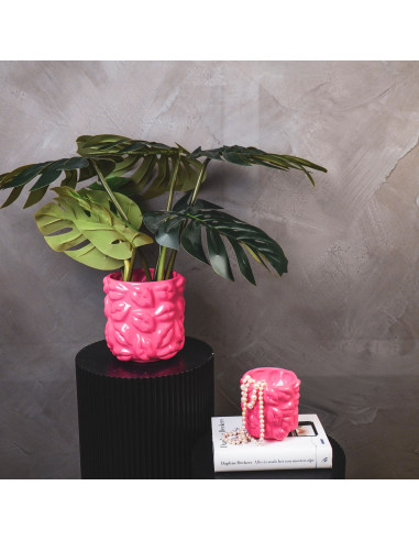 Pot - Bisous - C?ramique - Rose Fluo - 17,5x17,5x17,5cmHousevitamin 