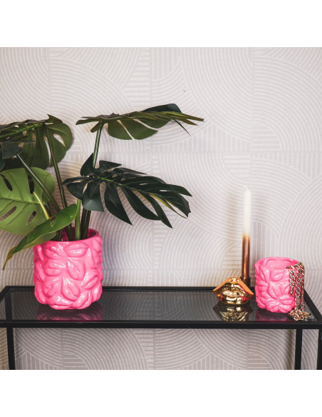 Pot - Bisous - C?ramique - Rose Fluo - 17,5x17,5x17,5cmHousevitamin 