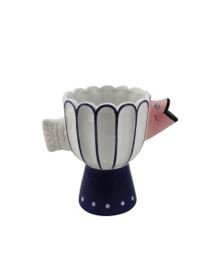 Vase - Poisson - Dolomite - Bleu/Blanc/Rose - 21x13,5x18cmHousevitamin