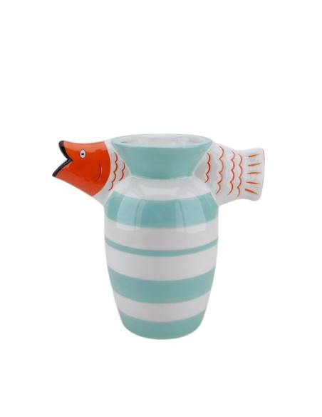 Vase - Poisson - Dolomite - Menthe/Blanc/Orange - 23x12,5x21cmHousevitamin 