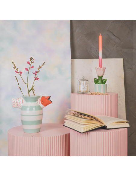Vase - Poisson - Dolomite - Menthe/Blanc/Orange - 23x12,5x21cmHousevitamin 