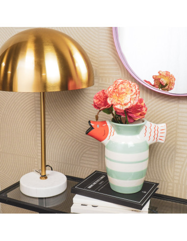 Vase - Poisson - Dolomite - Menthe/Blanc/Orange - 23x12,5x21cmHousevitamin 