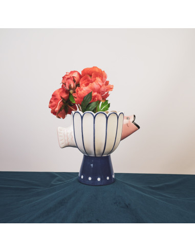 Vase - Poisson - Dolomite - Bleu/Blanc/Rose - 21x13,5x18cmHousevitamin 